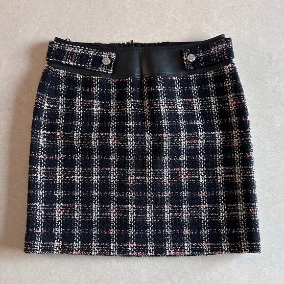 NWT Maje Jisido Faux Leather Detail Tweed Mini Skirt ASO Katy Keene - Picture 7 of 11